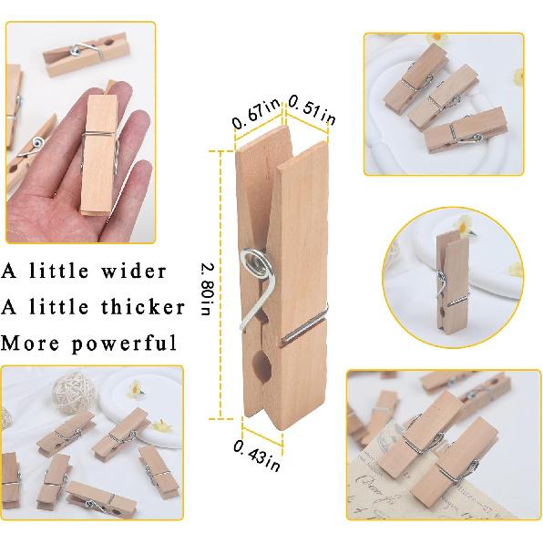Large Wooden clothesp for Clothes 2.85 Inches Length,for Hanging Clothes,Craft,Food Opened Bags,DIY