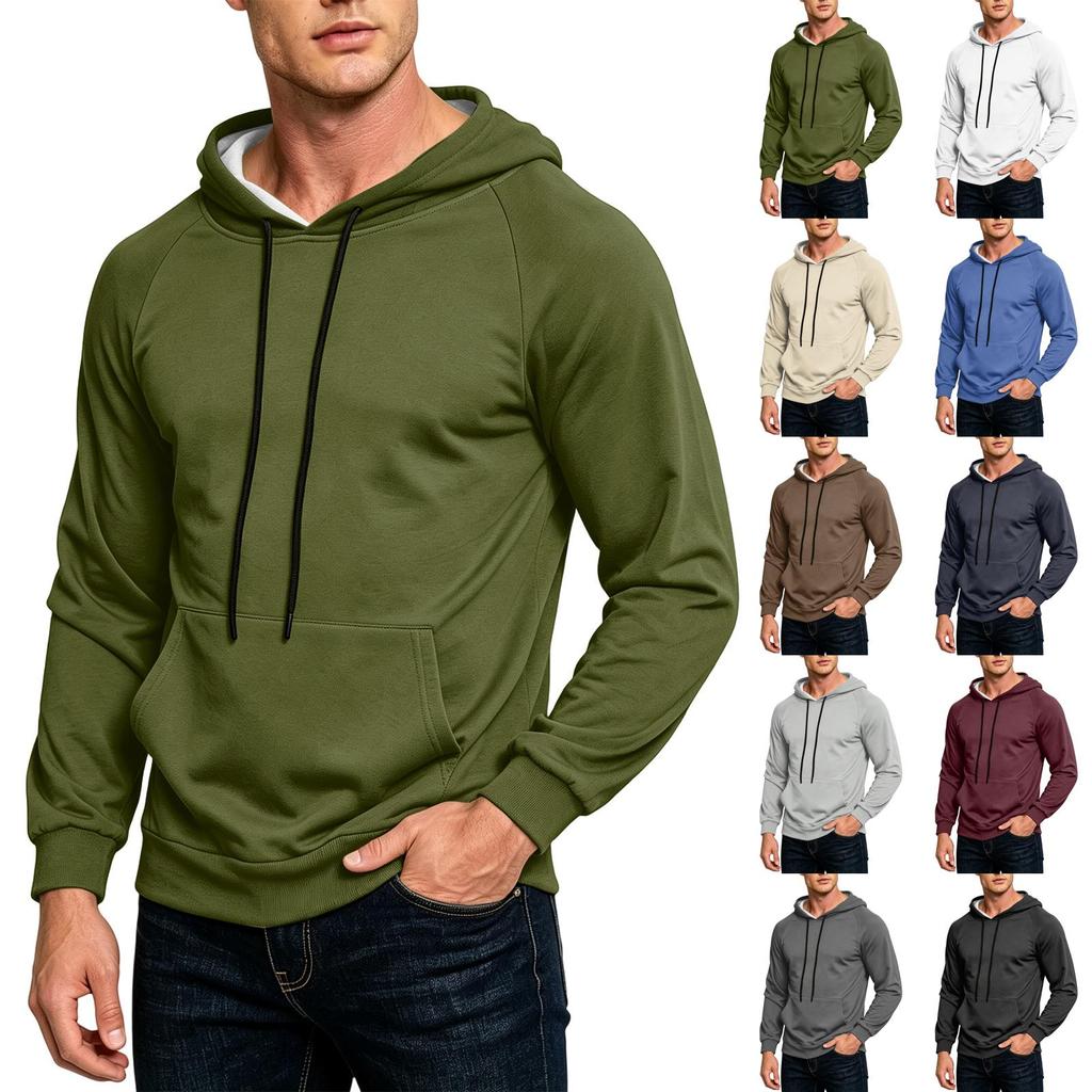 Men's Color Loose Fit Casual Hoodie with Pocket and Drawstring