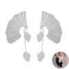 Women Fashion Dangle Earrings Ginkgo Leaf Fan Shape Earrings Vintage Boho Textured Dangle Earrings Jewelry Gifts for Her