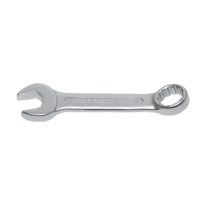 Clé Mixte - BGS TECHNIC - Extra Courte 17 mm - Chromage Mat - Acier Chrome-Vanadium