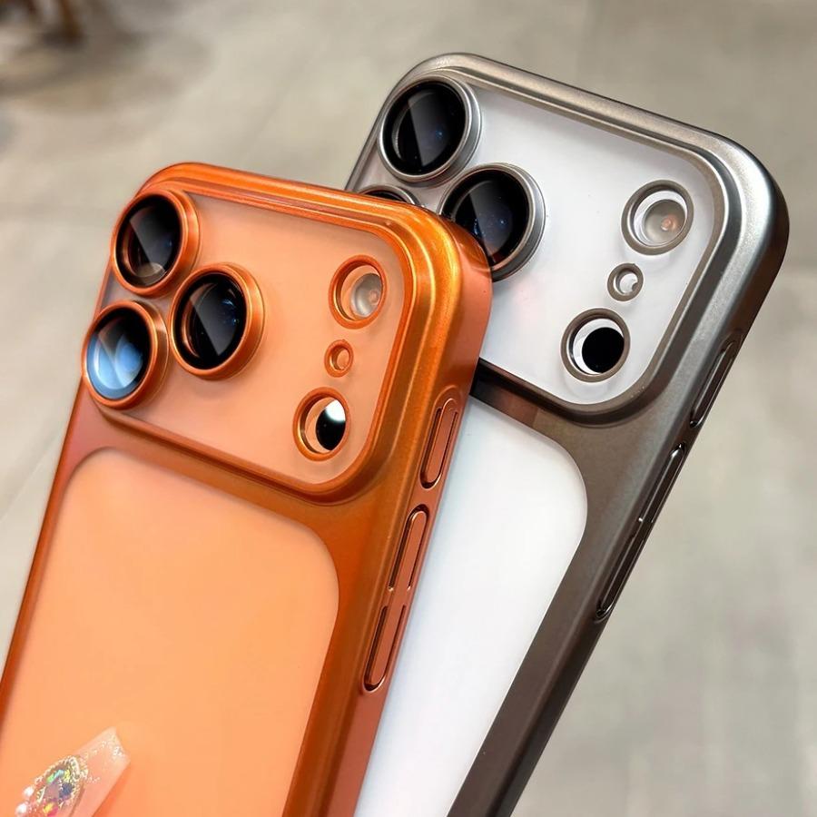 Luxury Matte Hard PC Ultra Slim Case for iPhone 17 16 15 Pro Max 17Pro Plating Camera Film Protector Frosted Shockproof Cover
