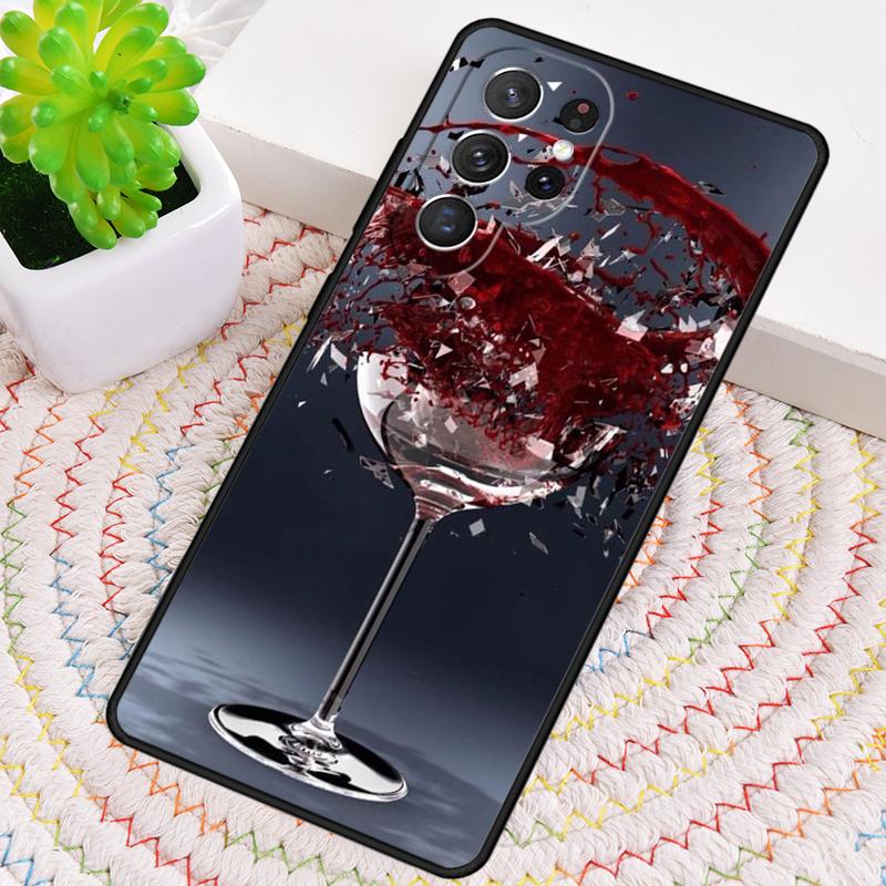 Custodia per Telefono in TPU con Disegno di Bicchiere di Vino Rosso Per Samsung Galaxy note 10 pro S26 S25 S24 S23 S22 Ultra Plus S21 FE S20 Copertura Antiurto
