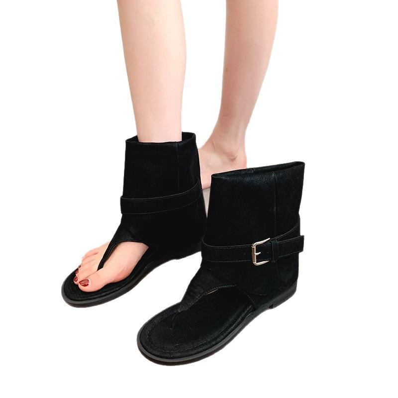 Retro Open-toed Cool Boots Fashionable Versatile Toe Inner Heightening Trouser Boots 2025 Summer Thin Roman Boots
