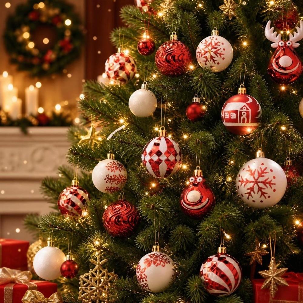 22Pcs/Set Creative Christmas Tree Balls Shiny Xmas Baubles Durable Christmas Ball  Scene Supplies