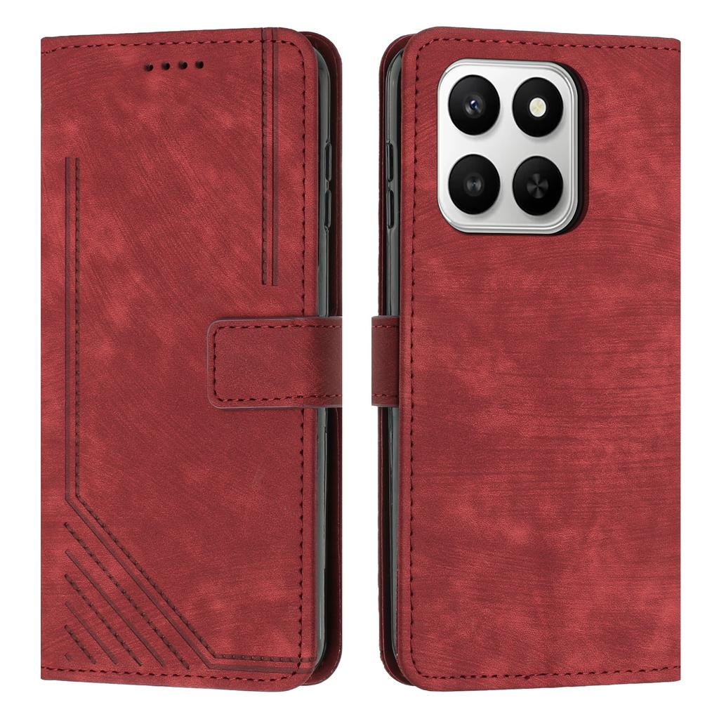 For Honor X7d 5G/Honor 400 Smart 5G Stand Case Imprinted Lines Leather Phone Cover