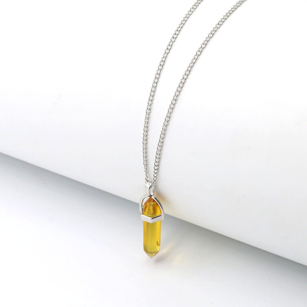Hexagonal Pyramid Pendant Clavicle Chain Necklace
