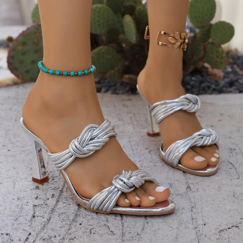 Fashion Women High Heels Sandals Summer 2025 New Fashion Square Toe Shoes Thick Heel Pumps Woman Elegant Dress Party Sandals