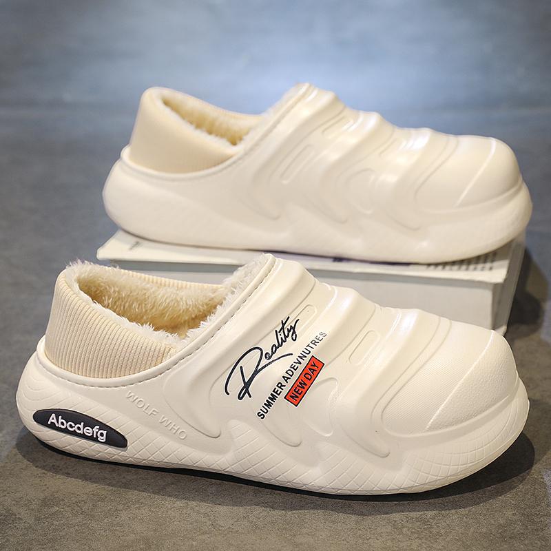 

Мужские тапочки зимние уличные теплые пушистые тапочки 2024 зимние тапочки домашние плюшевые женские хлопковые туфли унисекс зимние хлопковые туфли 36 бежевый