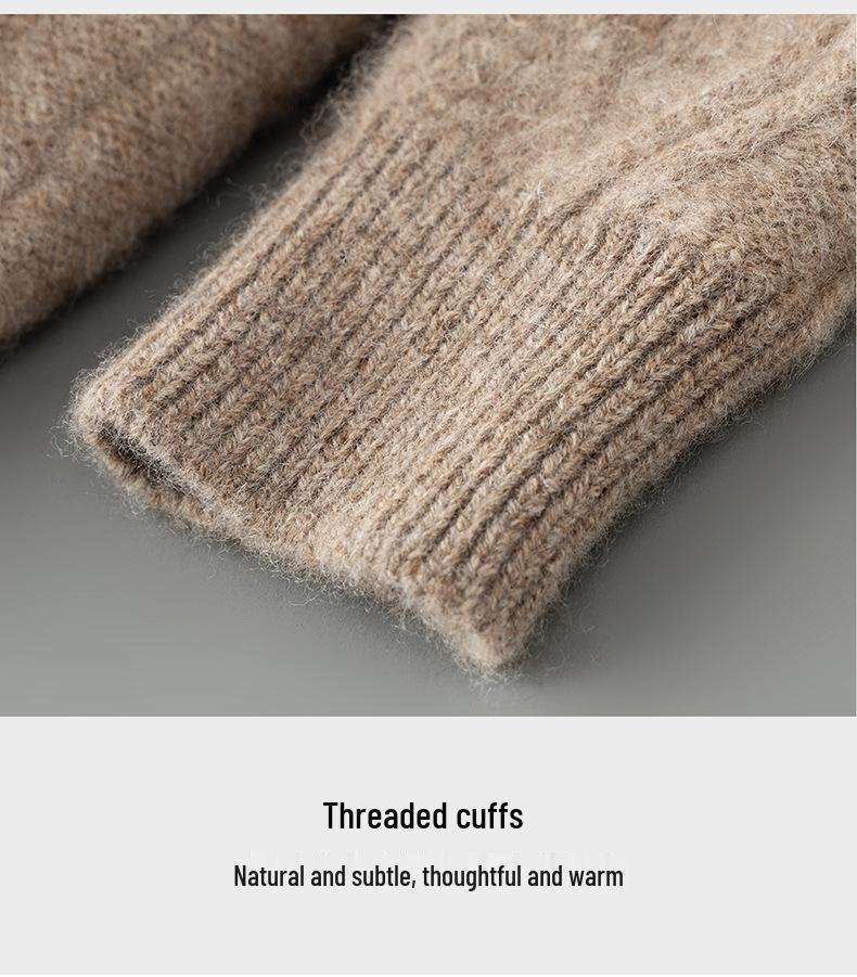 Men's Wool Round Neck Sweater - 2025 Fall/Winter Fashion Knitwear, Casual Loose Fit, Thickened Base Layer