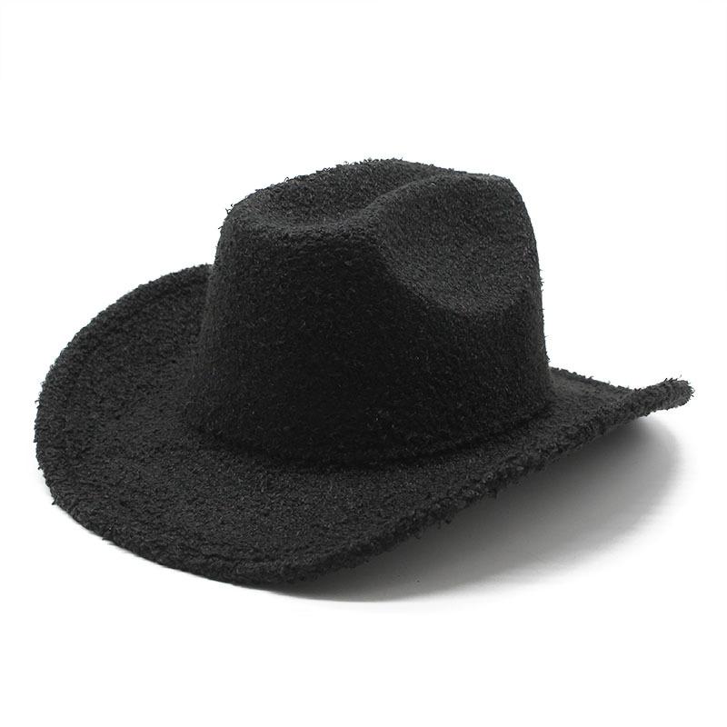 

Карнавальная шляпа для вечеринки, винтажная ковбойская шляпа в стиле вестерн, цилиндр, шляпа из овечьей шерсти, теплая джазовая шляпа M（56-58cm） чёрный