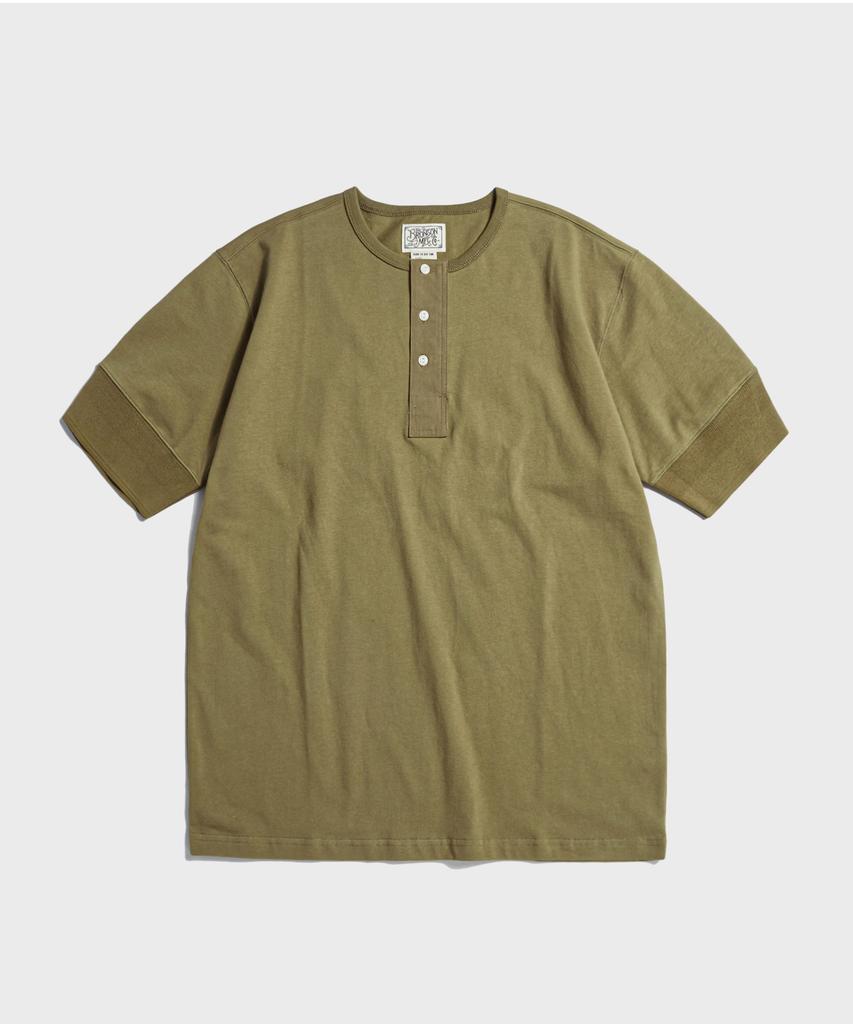 Beulonseun Vintage Short Sleeve Henley Tee Green