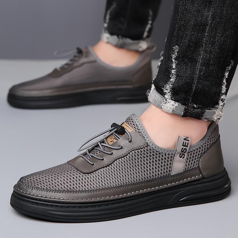 Men'S Shoes Sports And Leisure Hollow Breathable Mesh Shoes Men'S Leather One-Pedal Soft-Soled Hole Sandals