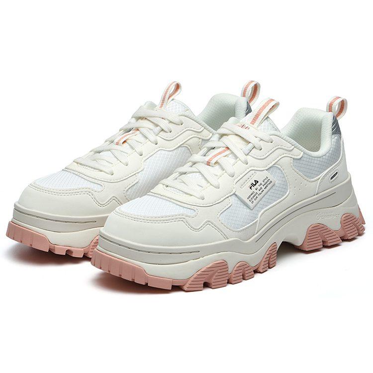 Fila HIKE Textile, Synthetic Leather Low Top Chunky Sneakers Women's Pink White F12W144132FSW