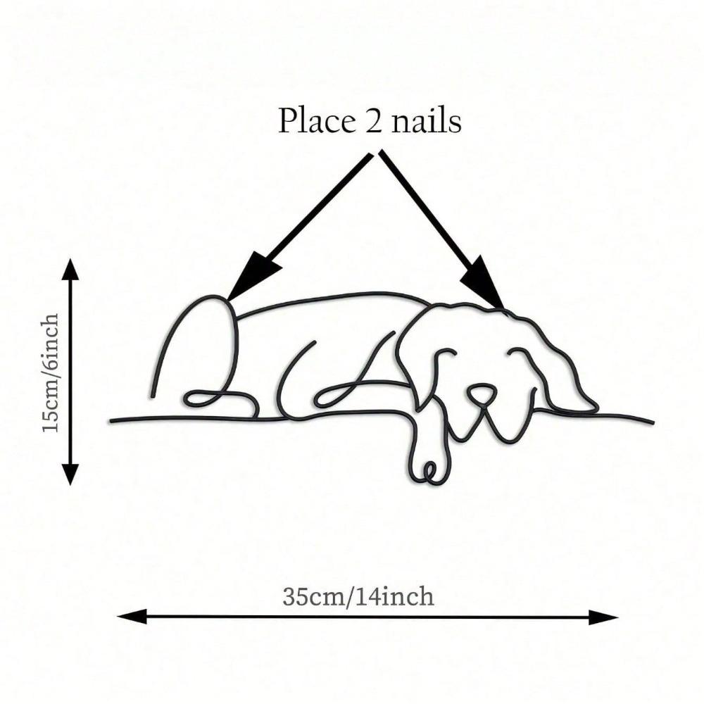 

Minimalist Metal Dog Wall Art Gothic Sleeping Sculpture Home Decor Gift TY4509 чёрный
