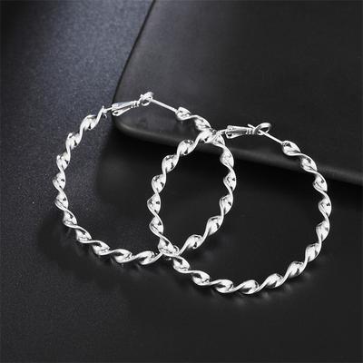 Creolen aus 925er Silber, hochwertig, großer Kreis, rund, modisch, für Damen, Party, Schmuck, schöne Hochzeit, 4,5 cm
