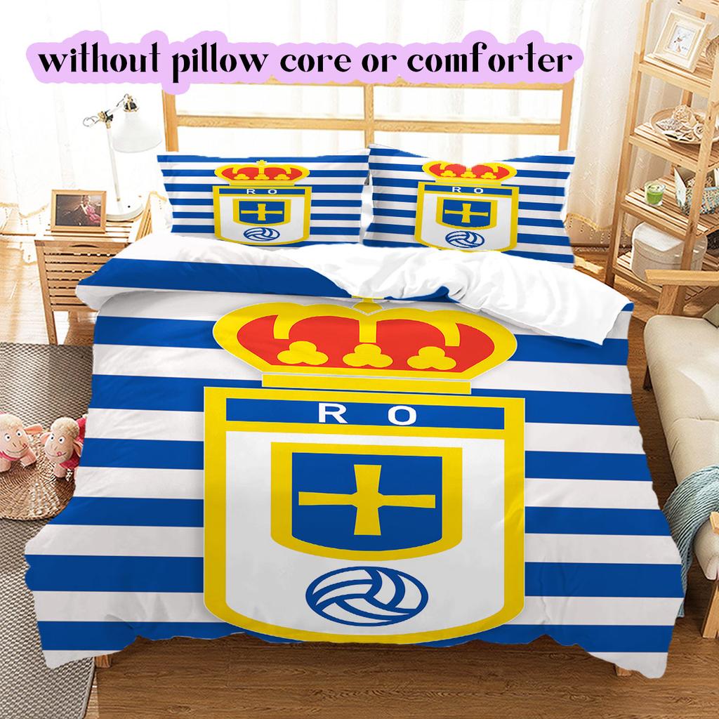 Biancheria da letto con motivo Real Oviedo, Set piumone Copripiumino Federa Regalo di Compleanno per la Casa (1*copripiumino+2*federe,senza imbottitura)