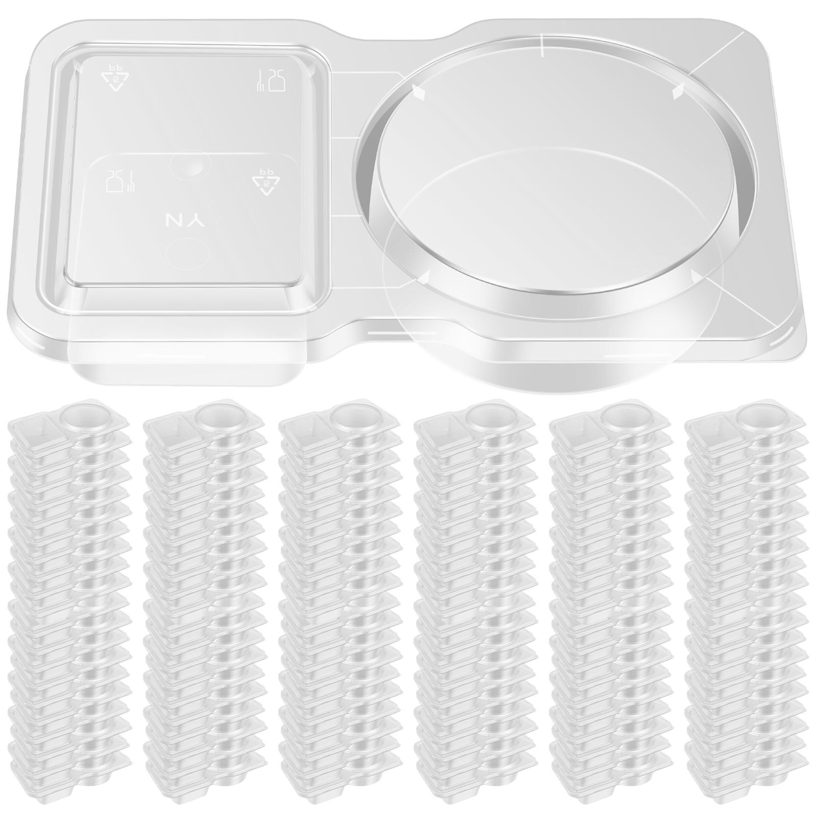 

130ml Transparent Double Condiment Containers with Lid Leakproof Double Compartment Dipping Sauce Containers Takeout Snack Box 40pcs