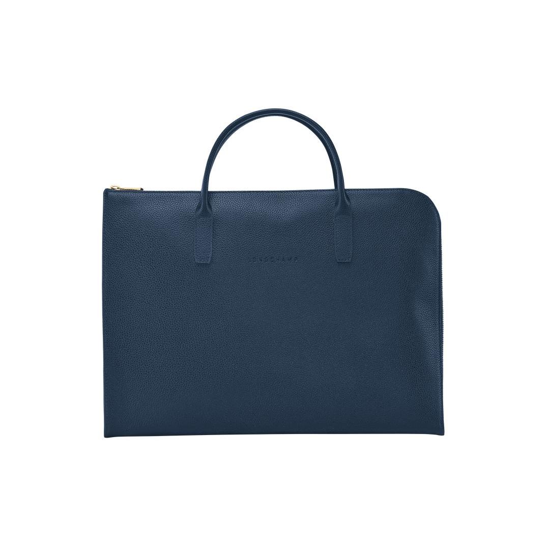 

Longchamp Le Foulonné 38 Solid Color Zipper Tote Bag Men Tote Bag Navy-Blue 2115021Y90 Basic Set (Bag+Dust Bag)