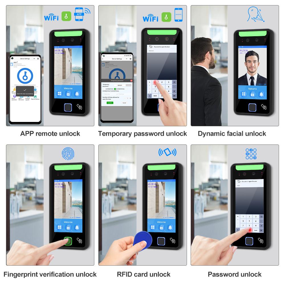 Smart WIFI APP Facial Identification Access Controller Time Attendance Machine for Door Lock Control and Employee Check-in