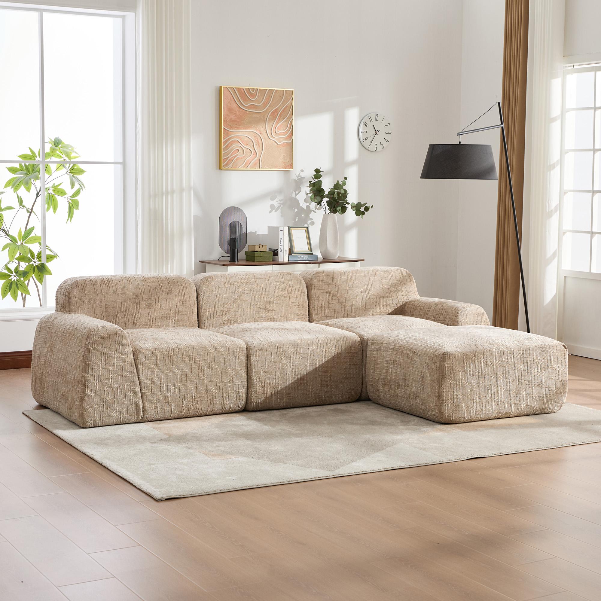 Modular compression sofa, chenille fabric, 30D