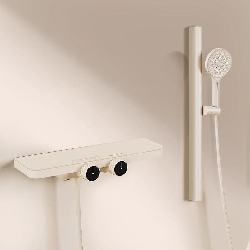 

Bathroom Shower Faucet Set Brass Digital Show White Gray Bathtub Faucet style Big Plate Thermostatic Style With Slid Bar белый