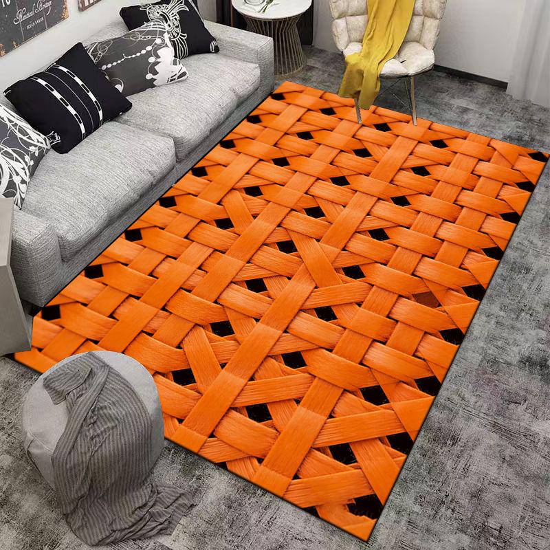 3D Orange Woven Pattern Carpet for Bedroom Living Room Home Décor Suitable for use as an anti-slip for living room bedroom sofas