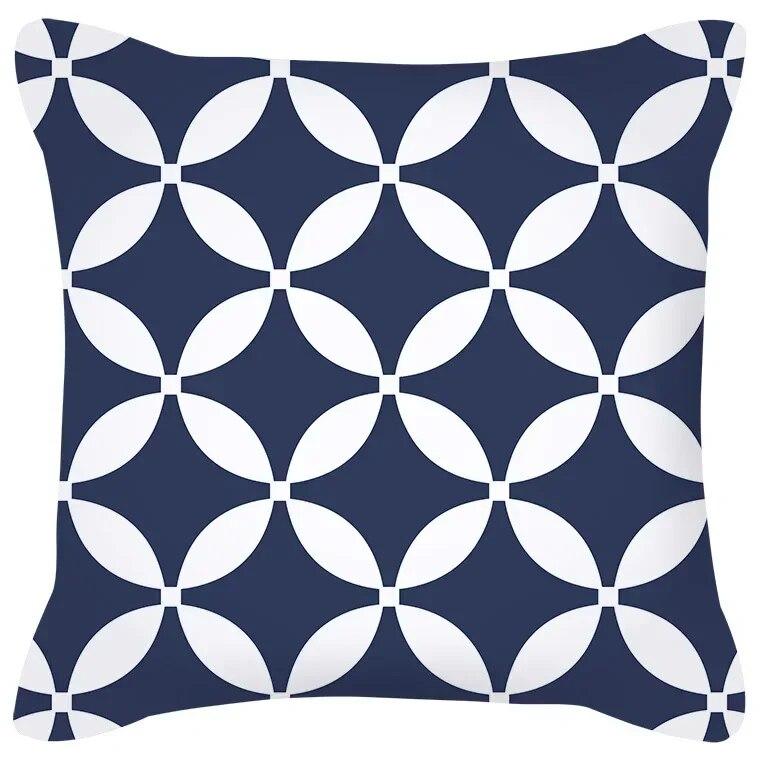 Pillowcase Navy Blue Geometric Pattern  Decorative  Home