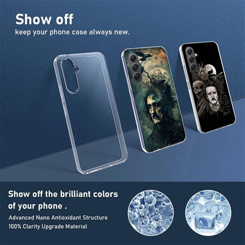 Edgar Allan Poe Phone Case for Samsung A16 A26 A36 A56 A17 A37 A57 A07 A06 A02S A03 A04S A05S Galaxy Note 20 10 A50S A71 A51 A31
