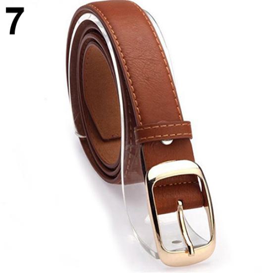 Fashion Women Faux Leather Alloy Pin Buckle Waist Strap Belt Slim Waistband