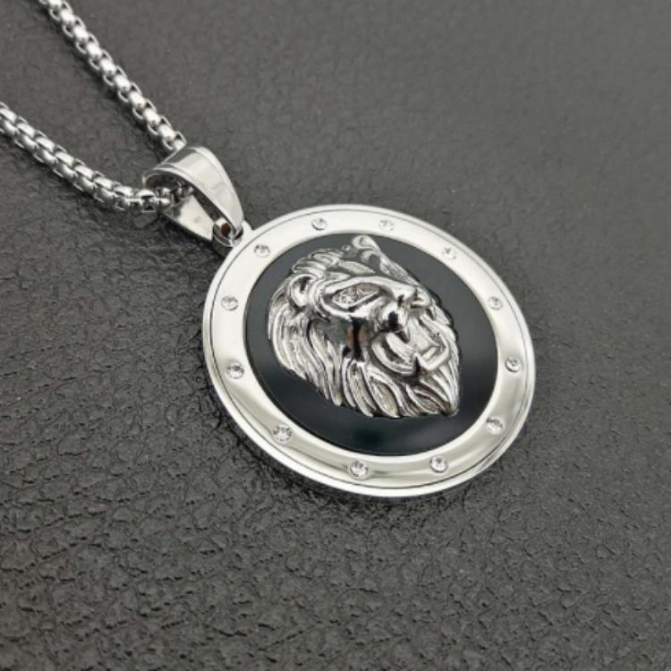 Brand New Hip Hop Punk Necklace Round Lion Head Pendant Fashionable Hip Hop Jewelry