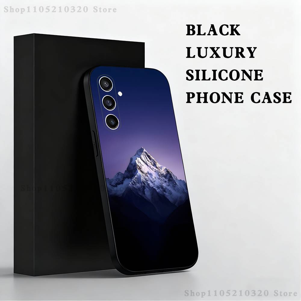 Snow Mountain Scenery Design Phone Case For Samsung S 25,24,23,22,30,21,10,9,Ultra,Plus,Lite,FE,4,5 G Black Soft Case