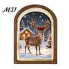 Farmhouse Christmas Tree Decorations Vintage Arched Wooden Wall Art, Double Layer Wood Framed Sign, Bedroom Winter Ornaments Xmas Print Hanging Decor
