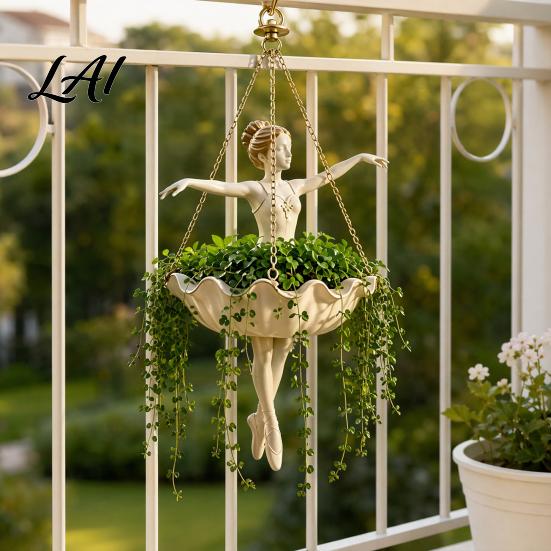 Vaso da Appendere per Succulente Danzatrice di Balletto Fioriera Carina Ballerina in Resina Fioriera per Piante Elegante Artistico Supporto per Fioriere per Piante Ricadenti Piante Ragno