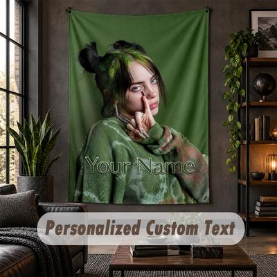 Personalized Wall Tapestry,Billie Eilish Custom Text, Soft Fabric Wall Art For Indoor Decoration