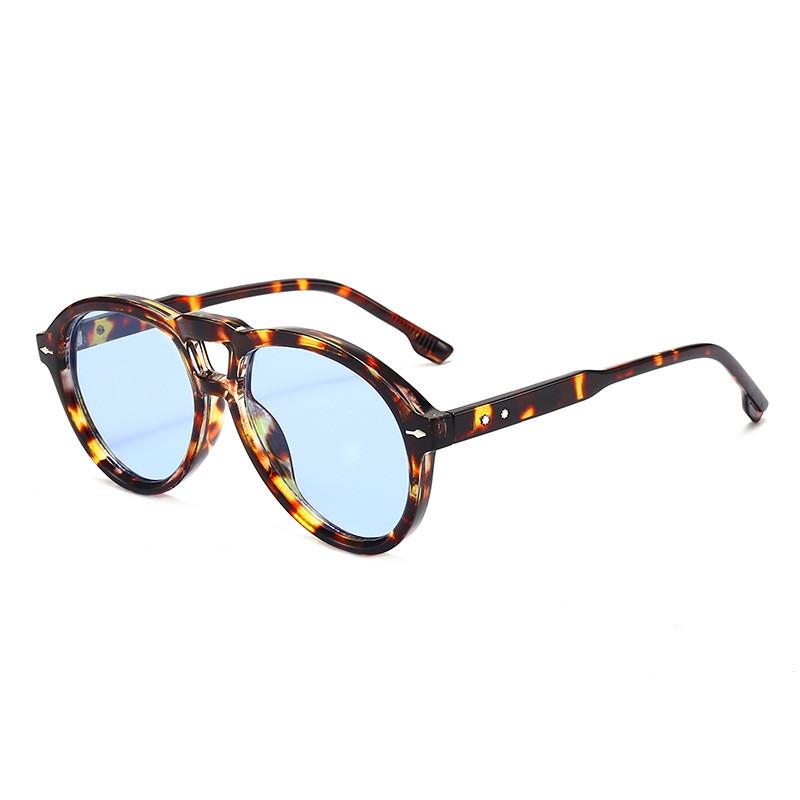 Leopard Pattern Eyewear Unisex Vintage Pilot Glasses Antiultraviolet Sun Shield For Travel