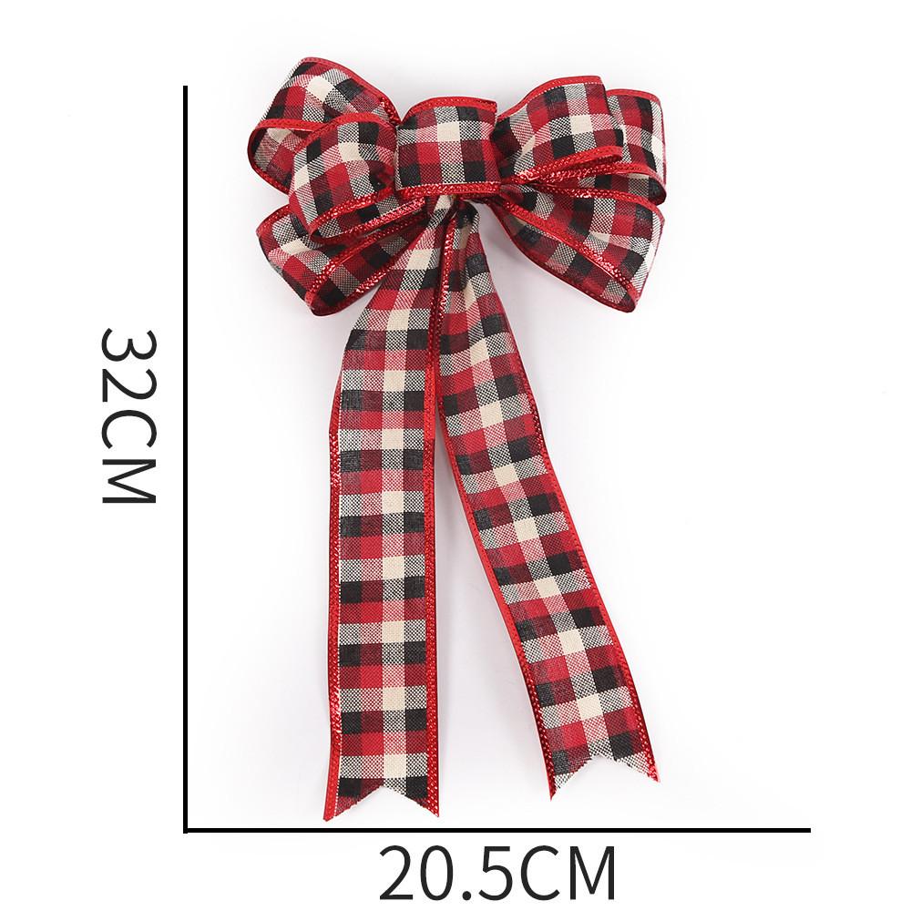 Large Decorative Plaid Bow For Christmas Tree Gift Box Festive Ribbon Door Hanger