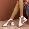 New Summer Side Mesh Low Heel Sandals for Women Zipper Closure Open Top Casual Fashion Sandals for Party Daily Walking