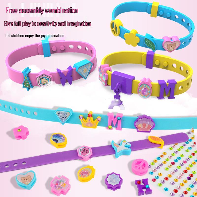 DIY Beaded Bracelet & Watch Strap for Girls - Educational Cartoon Design with Letters