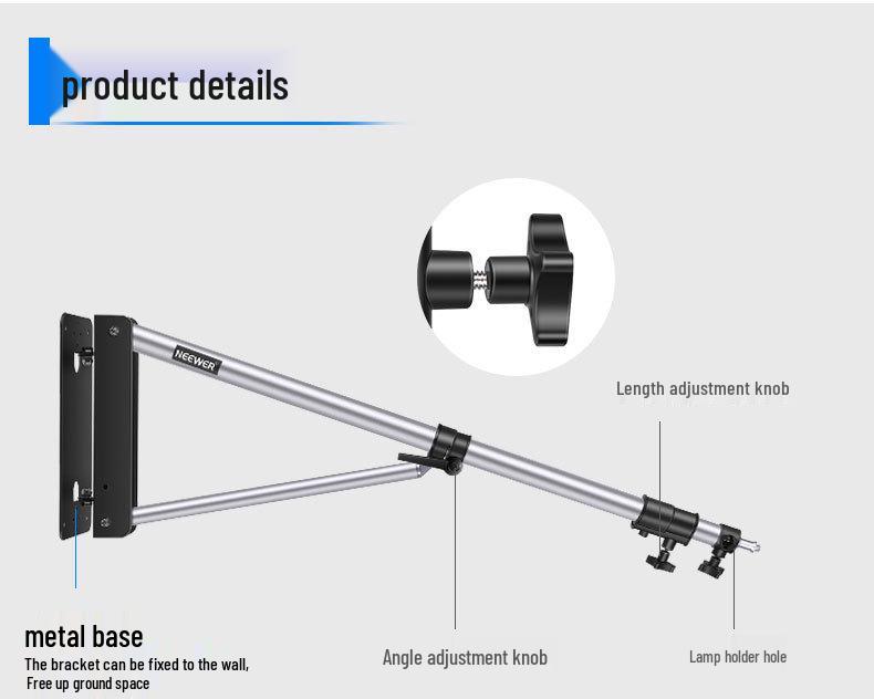 NiuEr Wall-Mounted Photography Boom Arm: Adjustable Rotatable Fill Light Stand for Live Streaming