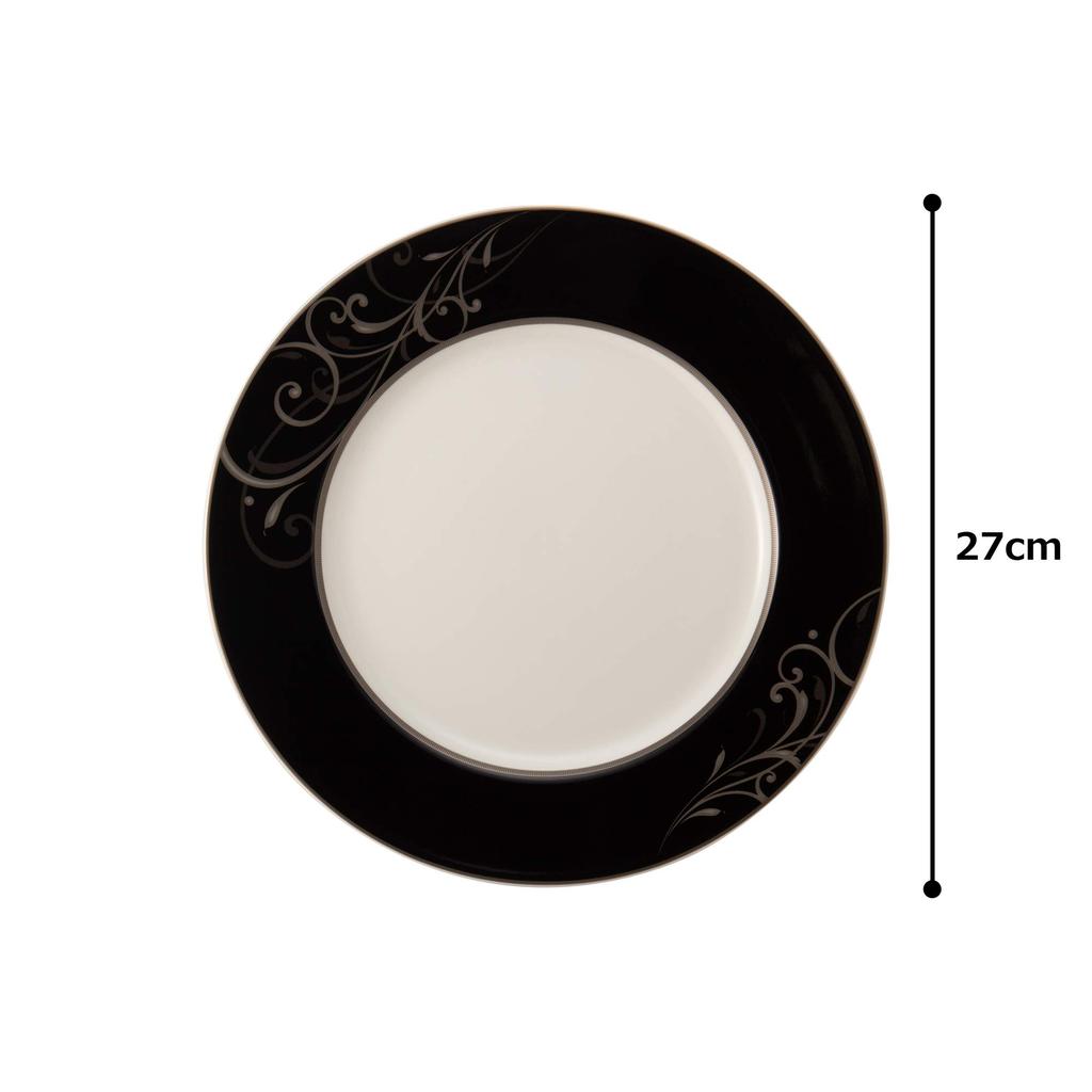 NARUMI Plate Black Platinum Arabesque 27cm Black Stylish A La Carte Plate Dinner Flat Plate Made In Japan 51639-1557