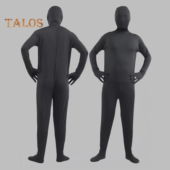 Unisex Halloween Jumpsuit Tight Fit Breathable Long Sleeves Hooded Elastic Solid Color Invisible Jumpsuit Zipper Back Bodysuit Props Party Costume