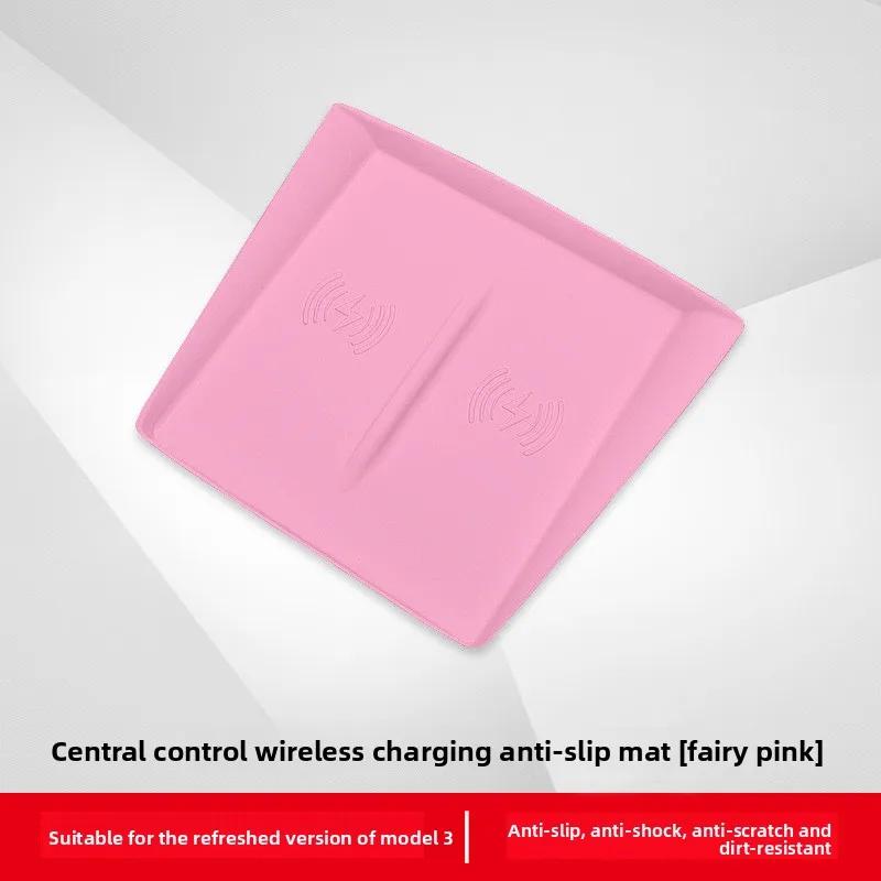 Autocollant de Voiture Pour Tesla Model 3 Y Juniper Highland 2023-2025 Rafraîchi Chargeur Sans Fil Pad en Silicone Console Centrale de Voiture Pad Antidérapant Voiture