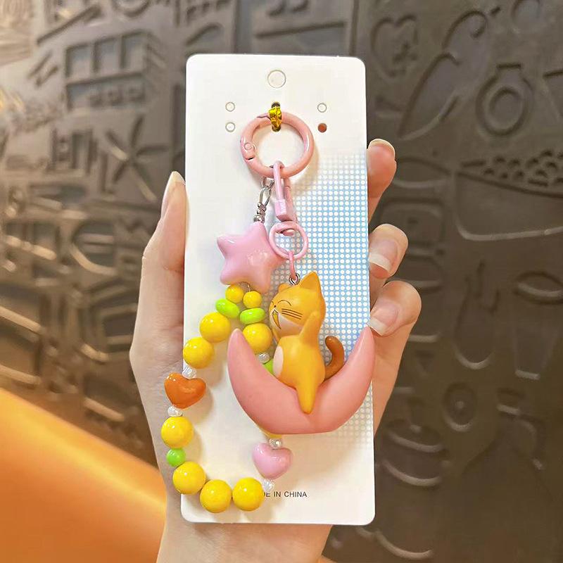 Cute Cartoon Cat Phone Charm Kitty Phone Lanyard Strap Key Chains Bag Pendant Decoration Handmade Gift Bag Charm