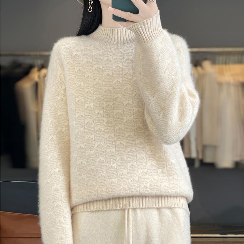 Women Sweater 100% Wool MODERN NEW SAGA Turtleneck Knit Pullover Thick Winter Jumpers Female Knit Tops
