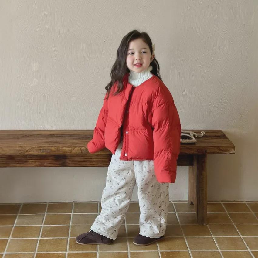 2024 Winter Korean Style Girls' Cartoon Down Jacket - Warm Cotton-Padded