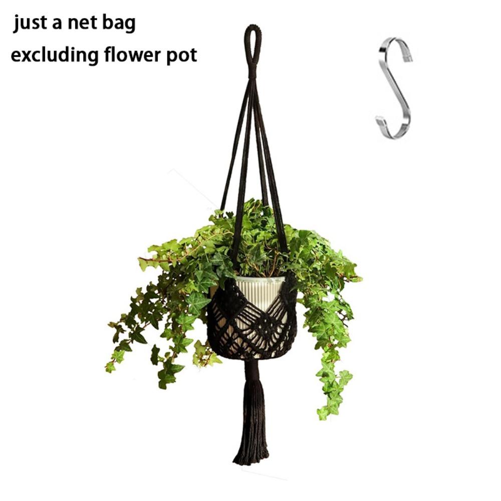 New Boho Plant Hanger Cotton Rope Woven with Net Pouch Hanging Basket Macrame Flower Pot for Indoor Outdoor Hanging Succulents