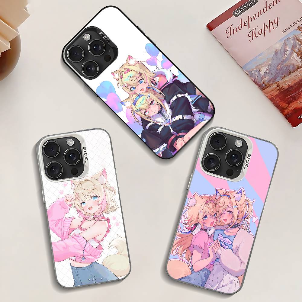 Cartoon F-FUWAMOCO Phone Case For IPhone 17 16 15 14 13 12 11 Pro Max Plus Color Shockproof Back Silver Cover