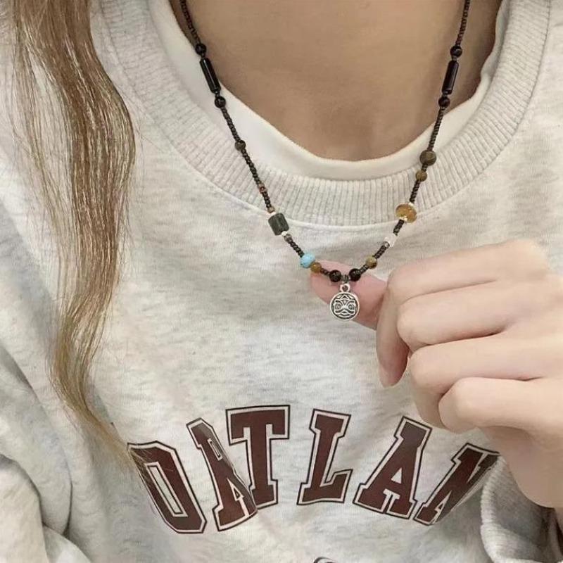 

Ping An Lock Beaded Woven Necklace Women s Summer Light Luxury Niche Accessories New Trendy Clavicle Chain