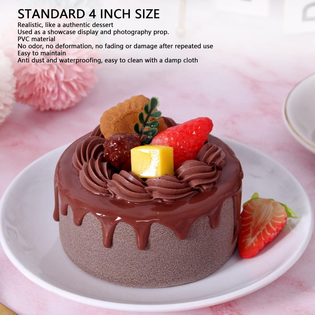 Artificial Birthday Cake 4 Inch Realistic Simulation Cake Display Model for Bakery Shop Window Photography Props 4 Inch