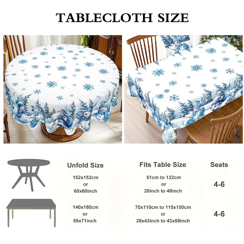 Blauer Weihnachtsmann Schneemann Weihnachtstischdecke Winterwunderland Tischdecke Weihnachtsdekorationen für Zuhause 2026 Navidad Geschenke